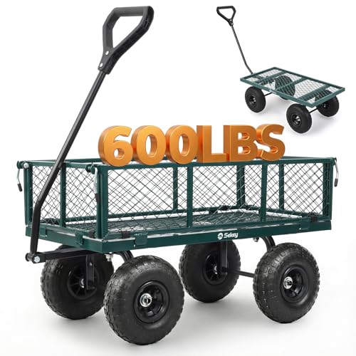 Sekey Steel Mesh Garden Cart, 600 lb Capacity, Removable Sides - color: Green, size: 600LBS