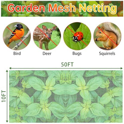 Garden Netting 10x50FT 2 Pack Ultra Fine Mesh, Insect Barrier Bird Netting for Garden Protection, Insect Bug Netting Garden Net for Protecting Plants Vegetables Flowers Fruits - size: 10*50 FT-2PCS