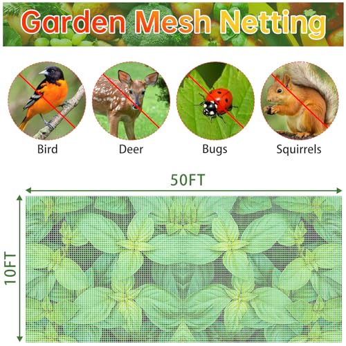 Garden Netting 10x50FT 2 Pack Ultra Fine Mesh, Insect Barrier Bird Netting for Garden Protection, Insect Bug Netting Garden Net for Protecting Plants Vegetables Flowers Fruits - size: 10*50 FT-2PCS
