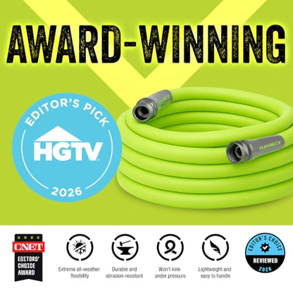 Flexzilla Garden Hose 5/8 in. x 100 ft., Lightweight All-Weather Water Hose, Durable and Flexible, Leak-Free Connections - color: Chartreuse, size: 100ft, style: Standard Grip