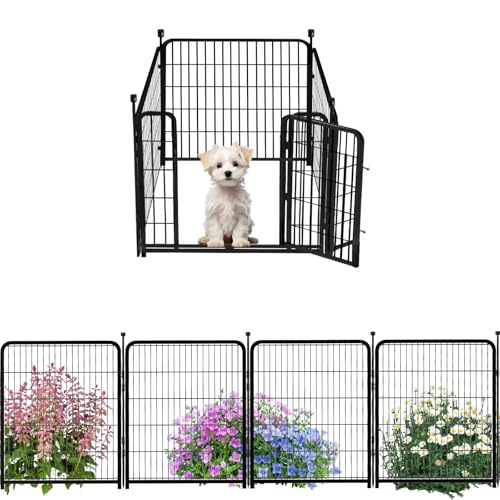 Garden Fencing 40 inch High, 4 Panels Total 8.9 Ft(L), Wide with Low Sills Garden Fence Animal Barrier, Dog Fence Outdoor for Yard, Rabbit Fence, Flower Bed Fencing - size: 40in(H)×9ft(L) 4 panels