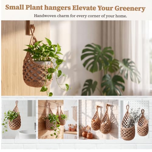 Macrame Plant Hanger Indoor 2 Pack, Wall Planter for 5 Inch Pots - size: Large (Fit Pot Bottom ≤ 5 inch )