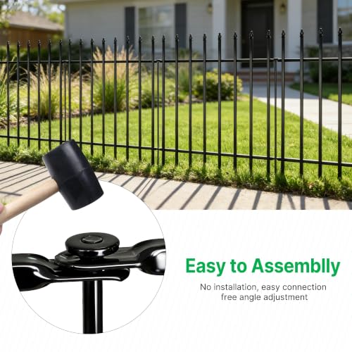 Thealyn 32" H x 24" W Metal Garden Fence, No Digging, Animal Barrier, 10 Ft - color: Black, size: 32″ H x 10 ft (5 Panels)