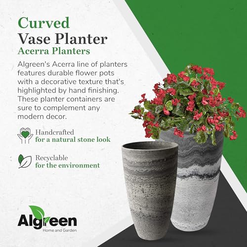 Algreen Products Vase Planter - Drainage Hole - 12 x 12 x 20.5 in - Resin - color: Marble, size: 1 Pack