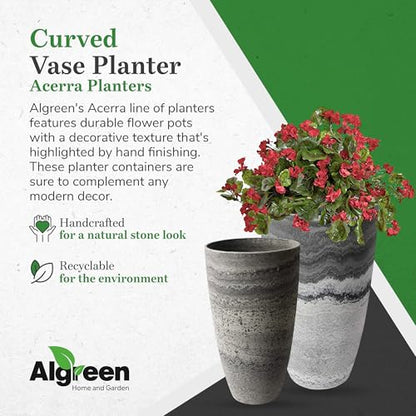 Algreen Products Vase Planter - Drainage Hole - 12 x 12 x 20.5 in - Resin - color: Marble, size: 1 Pack