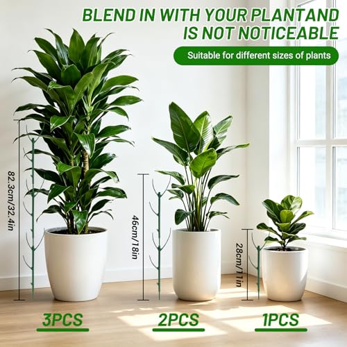 12 Pack Stackable Monstera Plant Support Poles with 20 Clips, 2 Roll Tie