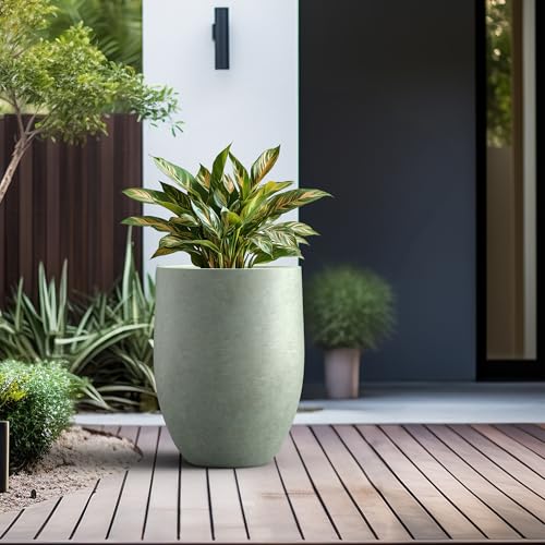 Kante Large Round Bullet Mint Green Concrete Planter 21.7" Tall, Outdoor - color: Mint Green