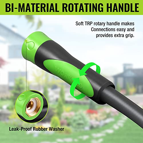 WORKPRO Garden Hose 5/8" x 50FT, Heavy-Duty - size: 50ft, style: Bi-Material 360° Rotary Handle