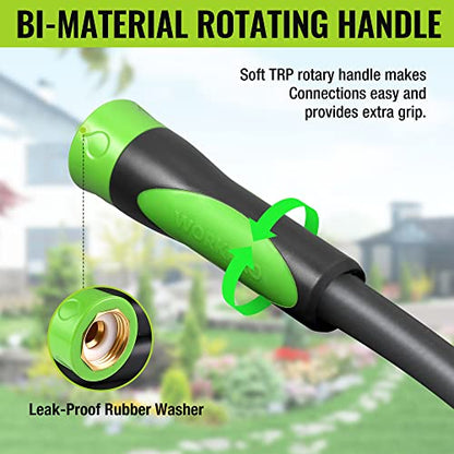 WORKPRO Garden Hose 5/8" x 50FT, Heavy-Duty - size: 50ft, style: Bi-Material 360° Rotary Handle
