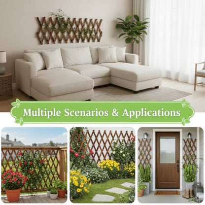 2 Pack Wood Wall Trellis, 11.81 x 70.9 in Wood Lattice Fence Panels