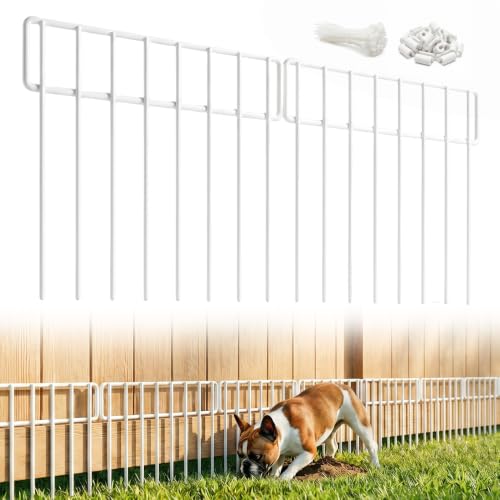 42.5FT No Dig Animal Barrier Fence Panels - 30 Pack White Garden Fence Animal Barrier Dog Fence, 4.2mm Heavy-Duty Metal Fencing Anti Digging Barrier Garden Edging Border for Outdoor Yard, Rabbit - color: White, size: 42.5 ft(L) X 13 in(H), 30 Pack