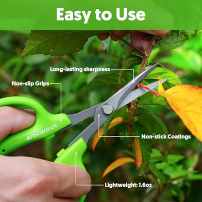Garden Scissors, 2 PCS, Curved Blade, 6-in, Non-Stick Coated Steel, Sharp - style: Curved Blade
