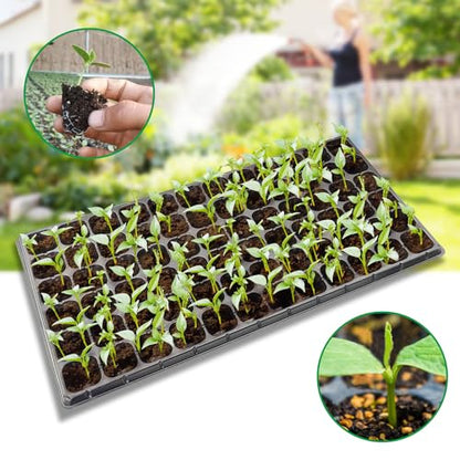 RooTrimmer 72 Cell Seed Trays, Thick Durable 72 Cell Plug Tray Seedling Plastic Nursery Tray for 1020 Flat Germination (10-Pack, 21"×11", 1.81" Height, Low) - color: Black-72c-l, size: 72C-10P
