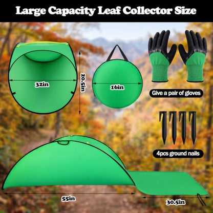 Fourluoo 70 Gallon Leaf Collector, Portable Pop up Leaf Bags and Gloves - style: Simple