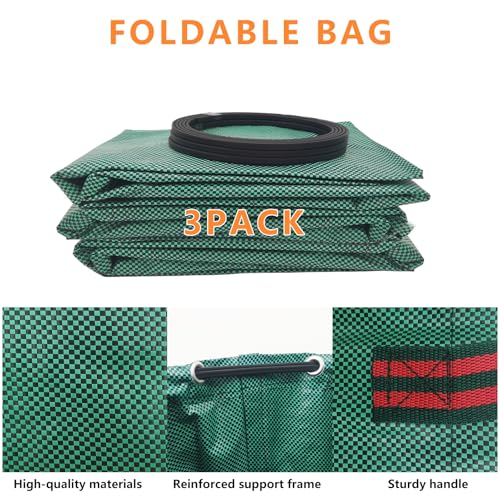Reusable Lawn & Garden Bags, 3-Pack, 72 Gallons Lawn and Leaf Garden Bags with Reinforced Carry Handles Heavy Duty Garden Waste Bags Camping Yard Recycling Trash Bags for Debris Leaves Grass - style: 3-Pack 72 Gallon Waste Bags