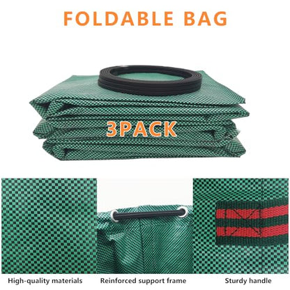 Reusable Lawn & Garden Bags, 3-Pack, 72 Gallons Lawn and Leaf Garden Bags with Reinforced Carry Handles Heavy Duty Garden Waste Bags Camping Yard Recycling Trash Bags for Debris Leaves Grass - style: 3-Pack 72 Gallon Waste Bags