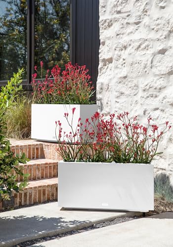 Veradek Block Series Long Box Planter - Rectangular Outdoor Planter - color: White, size: Medium - 2 Pack