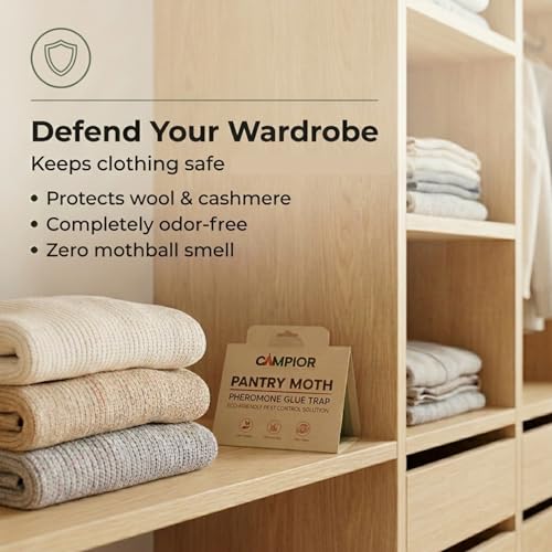 Clothing Moth Traps with Pheromones (16 Pack) Non‑Toxic, Sticky Glue Traps for Clothes Moth Treatment & Prevention, Case‑Making & Web‑Spinning Moths, for Closets & Storage, Protects Clothes & Carpets - size: 16-pk Cloth