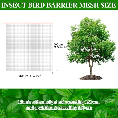 2Pcs Garden Netting Pest Barrier with Drawstring, 6.56x 6.56FT Bird Netting - size: 6.56 x 6.56 FT x 2Pcs