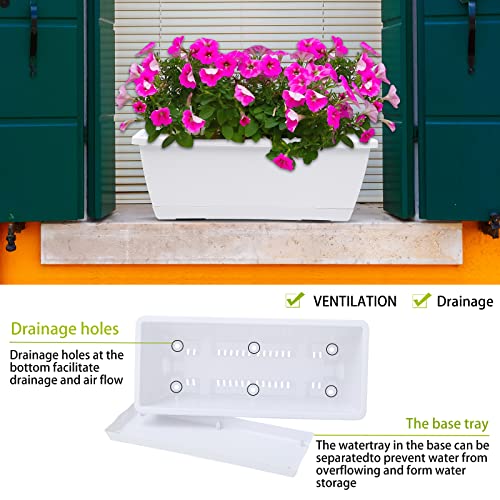 CHUKEMAOYI Window Box Planter,7Pack Plastic Vegetable Flower Planters Boxes - color: White, size: 16.6 x 7 x 5.9 inches
