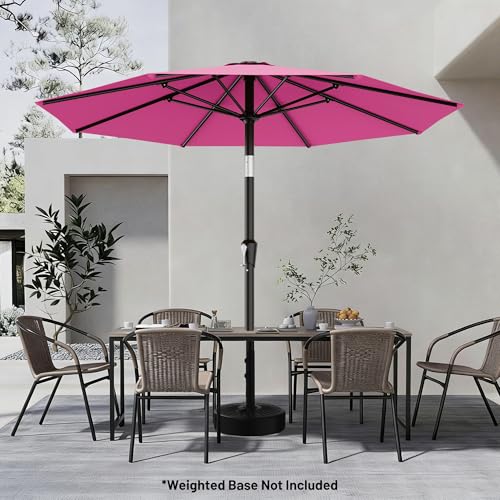AreShark 9FT Outdoor Patio Umbrella with Tilt and Crank, Rose Pink - color: Rose Pink, size: 9ft
