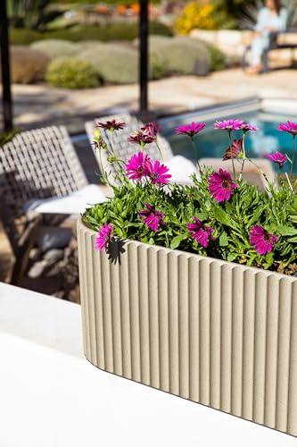 Veradek Demi Series Window Box Planter - Round Outdoor Planter - color: Sand, size: 36 inch