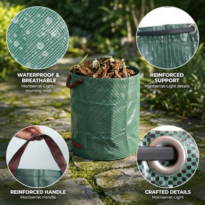 Heavy Duty 72 Gallon Reusable Garden Leaf Bags - 6 Pack Collapsible Yard Waste Sacks with 3 Reinforced Handles - Waterproof Debris Storage for Lawn, Grass, Gardening Clean-Up - 6 Pieces
