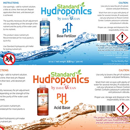 Standard Hydroponics pH Up and Down Kit - 10 Ounce Bottle pH Adjuster for Hydroponic Systems, Coco Coir Even Soil.