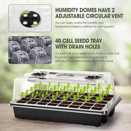 GROZY Seed Starter Tray with Grow Light 40-Cell Seedling Timer Setting