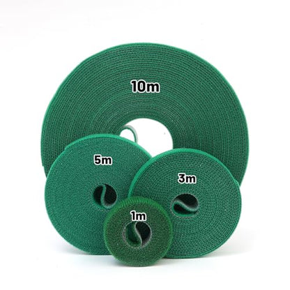 Green Nylon Plant Ties Reusable Cable Hook Loop Organizer Strap Support Double Side Fastener Tape Home Garden Accessories (2roll,3m*1cm) - color: 2roll,3m*1cm