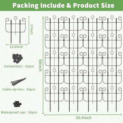 Trellis for Climbing Plants Outdoor, Expandable Heavy-Duty Metal Trellis for Raised Bed Plants, Flowers Vine Ivy, Sturdy Houseplant Pothos Plant Climber Support - size: 20 Pack-16.9in(H)x12.5in(L)