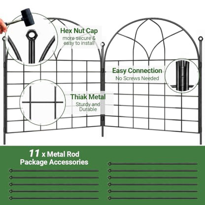 Tall Garden Fence, 25 ftx32inH Rustproof No Dig Animal Barrier, 10 Pack - size: 10L-Arched Panels-25ft(L)x32" Arch H