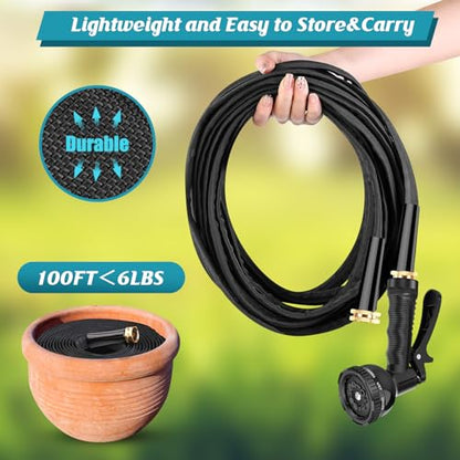 Itsonestep Garden Hose 50ft, 3/4" GHT Non-Expanding Water Hose Lightweight, Flexible Garden Hose with 10 Function Nozzle, Kink-Free, Sturdy, High-Pressure, Abrasion Resistant Hoses for Yard, Garden - color: Black, size: 50FT