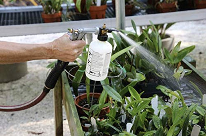 Rocky Mountain Goods Hose Sprayer - 16oz Bottle - Small 7.5" x 7.5" Size - for Spraying Fertilizer, Soap, Pesticide, Chemical, Insecticide - Dilution Adjuster - Nozzle Angle Guide for Trees/Garden