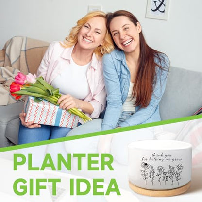 Thank You Gifts for Teacher, Succulent Plant Pot (Plants Not Included) - style: Thanks for helping me grow