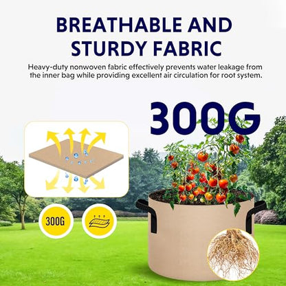 iPower 10-Pack 20 Gallon Thickened Grow Bags Nonwoven Fabric Pots Aeration Container with Strap Handles for Garden and Planting, Tan - color: 10-pack Tan, size: 20 Gallon Thickened