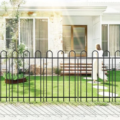 36” x 12’ Outdoor Metal Garden Fence, No-Dig Dog Fence Panels with Stakes - size: Multi Arch 36″H x 12ft (6Panels)