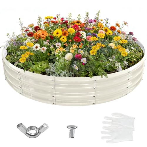 12 Inch Tall 72 Inch Diameter Round White Raised Garden Bed Kits Outdoor - color: Cream White, size: 72 Dia X 12 inches