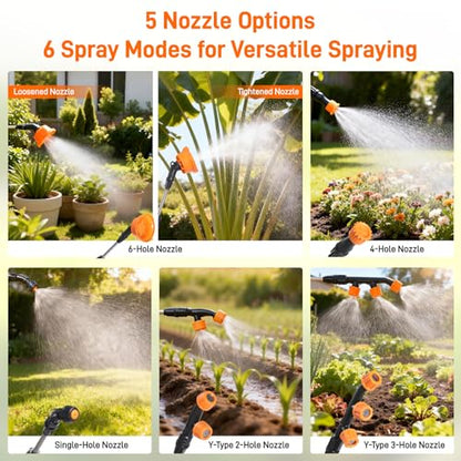 Backpack Garden Sprayer, 4.2 Gallon Electric Weed Sprayer w/ 5 Nozzles, Stir & Pressure Adj, Telescopic Wand, Battery Indicator, Battery Powered Rechargeable Auto Pump Sprayer for Yard, Lawn