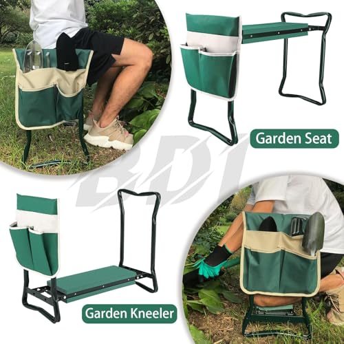 BDL Garden Kneeler Seat with Upgraded Thicken Kneeling Pad and 1 Large Tool Pouch, Foldable Stool 330lb Capacity-Protects Your Knees, Clothes from Dirt & Grass Stains - size: King Kneeler