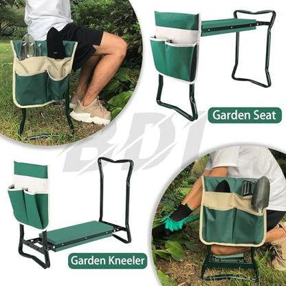 BDL Garden Kneeler Seat with Upgraded Thicken Kneeling Pad and 1 Large Tool Pouch, Foldable Stool 330lb Capacity-Protects Your Knees, Clothes from Dirt & Grass Stains - size: King Kneeler