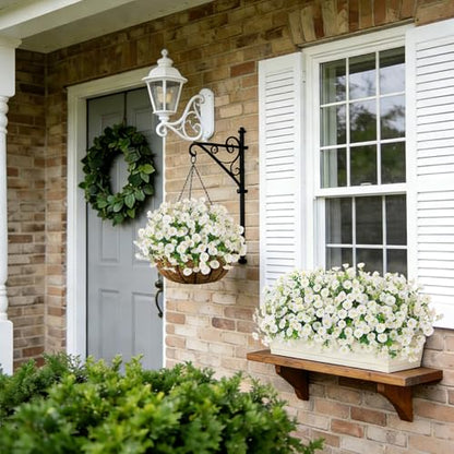 Hrobek Artificial Flowers for Outdoors Faux Petunias Plants UV Resistant - color: White