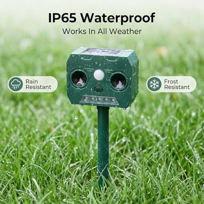 Solar Animal Repeller, PIR Sensor, Flashing Light, IP65 Waterproof, Yard