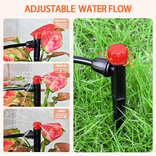 Gardrip 25 Pieces Drip Emitters Stream with Stake for 1/4" Irrigation Tubing: Adjustable 360 Degree Water Flow Irrigation Universal Sprayer Drip Pipe Sprinklers Fittings for Garden Watering System - color: Red 360 Degree Vortex Emitter-25 Pcs