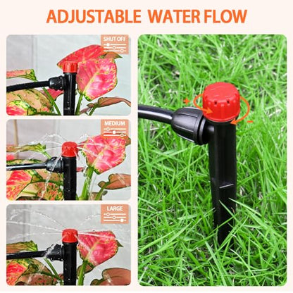 Gardrip 25 Pieces Drip Emitters Stream with Stake for 1/4" Irrigation Tubing: Adjustable 360 Degree Water Flow Irrigation Universal Sprayer Drip Pipe Sprinklers Fittings for Garden Watering System - color: Red 360 Degree Vortex Emitter-25 Pcs