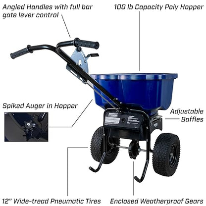 CHAPIN 88400B SaltPro 100 lb Contractor Salt Spreader, 12" Tires, Ice Melt - size: 100Lbs, Contractor