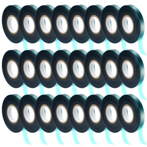 24 Pcs Stretch Tie Tape, 150 Feet x 1/2" Wide Reusable Garden Plant Ties Green Tapes for Plants, Thick Garden Vinyl Stake Ribbon for Branches Flowers Tomatoes Indoor/Outdoor/Greenhouse