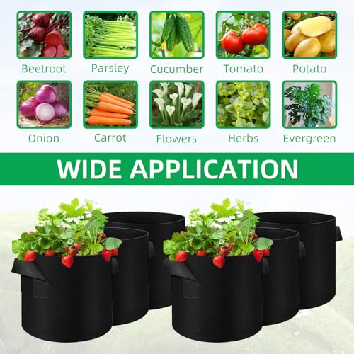 120 Pack Plant Grow Bags, 7 Gallon Felt Non-Woven Aeration Fabric Plant Grow Pots, Thickened Nonwoven Garden Pots with Handles for Fruits, Vegetables, and Flowers - size: 7 Gallons