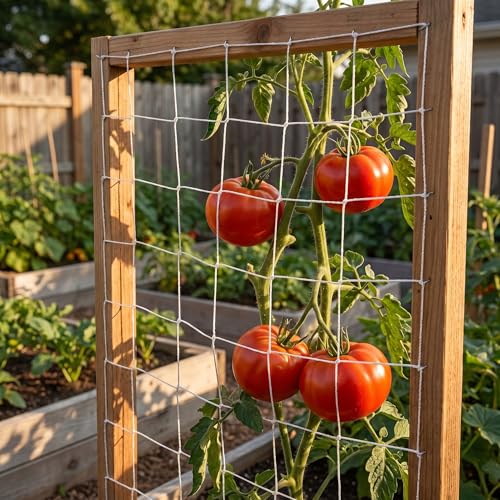 Plant Support Trellis Netting, Heavy Duty 5ft x 15ft/152cm x 457cm Polyester Grow Net for Climbing Plants, Vines, Vegetables, Garden White
