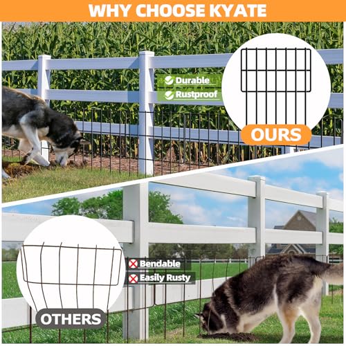 KYATE Garden Fence Animal Barrier, 46 Panels No Dig Fence 65.2ft(L) x13in(H), Rustproof Metal Defense Border, Dogs Rabbits Blocker Fence for Outdoor Yard & Patio - size: 46 Panels-65.2ft(L)x13in(H)